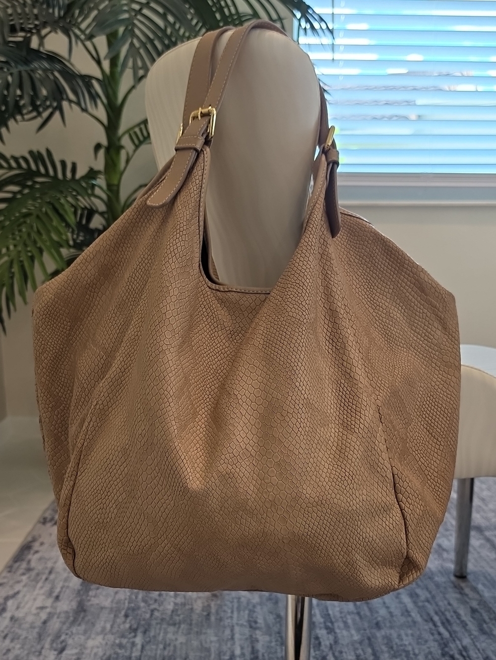 Genuine Leather Classic Taupe Hobo Tote Shoulder Bag